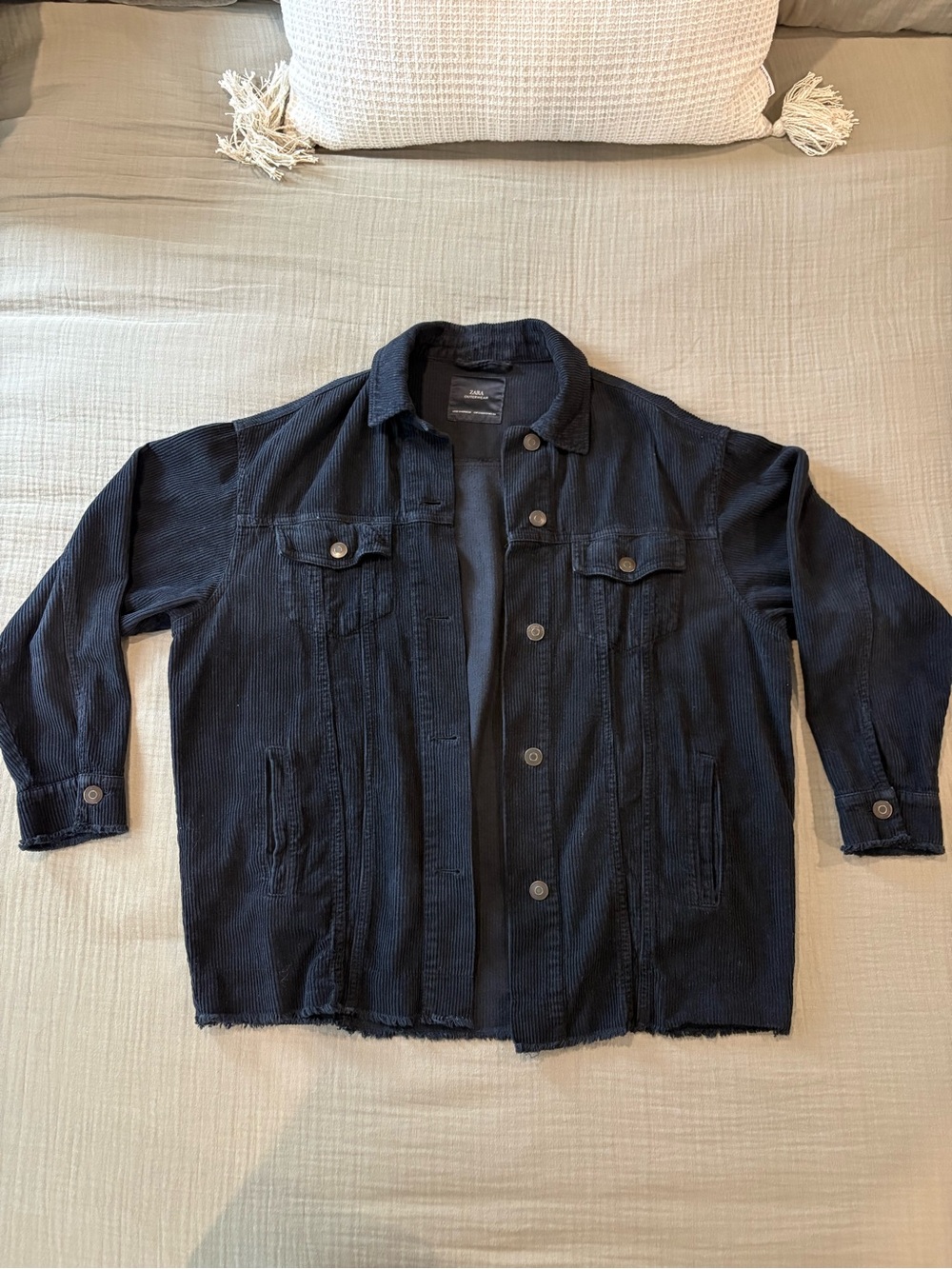 Zara Black Corduroy Button-Up Jacket